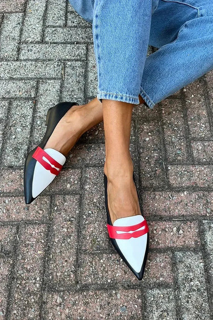 Two-tone pointed slippers