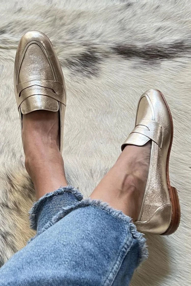 Shiny Light Gold Loafer