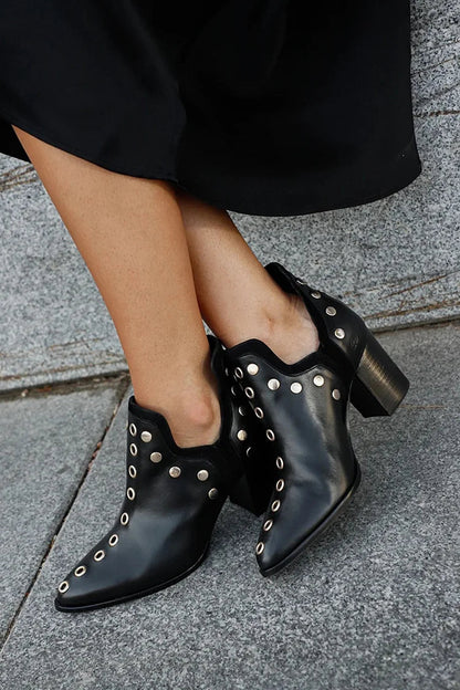 Giselle | Studded Ankle Boot With Wide Heel