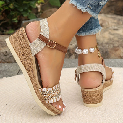 Amara™ Boho Woven Wedge Sandals 