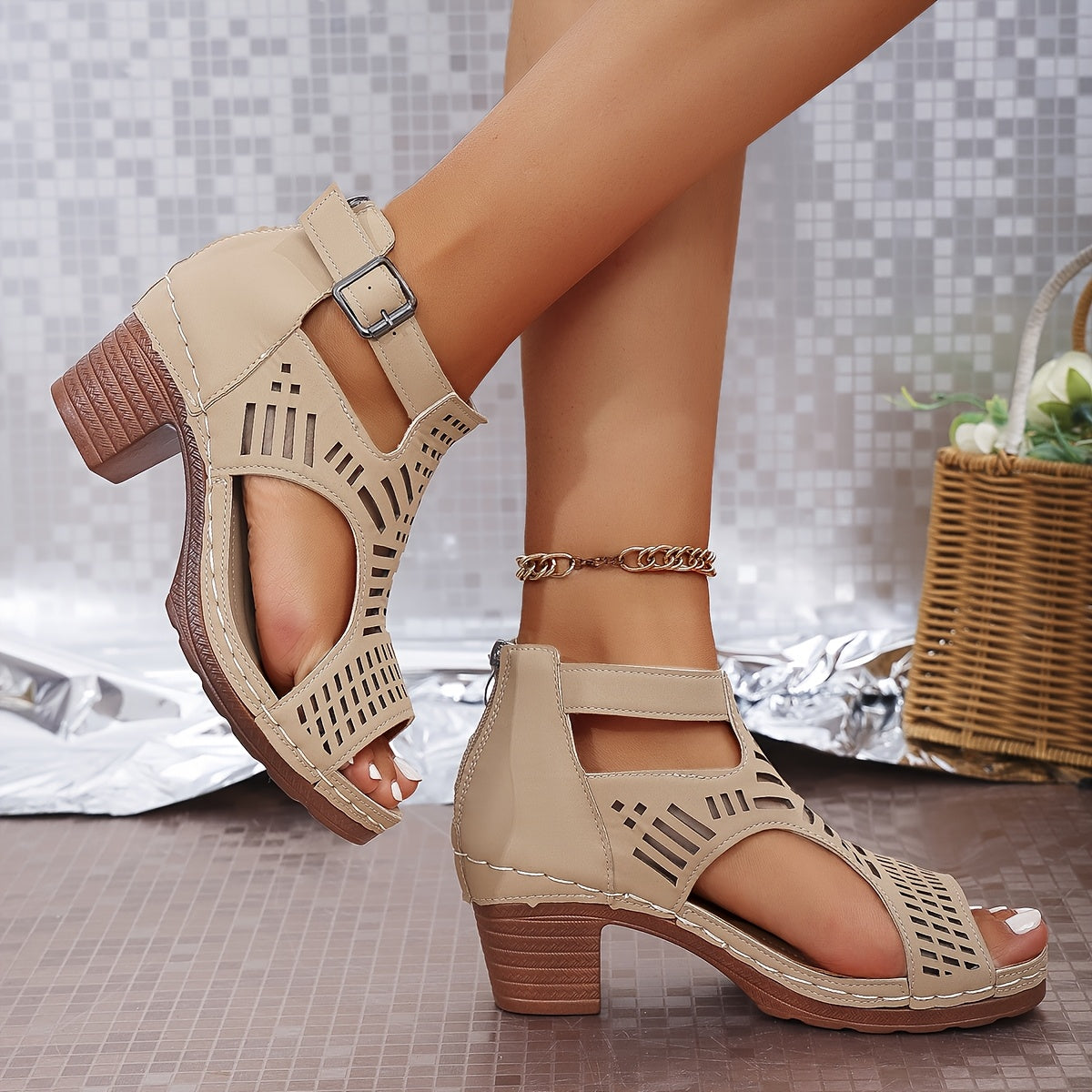Nova™ Cutout Block Heel Sandals 