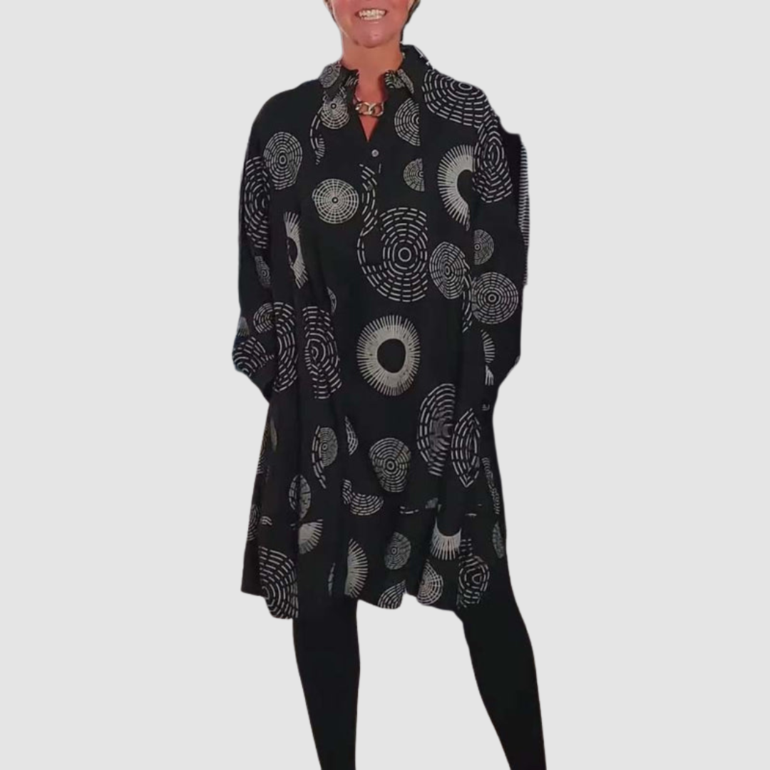 Haydie™ Casual Lapel Dress with Geometric Print 