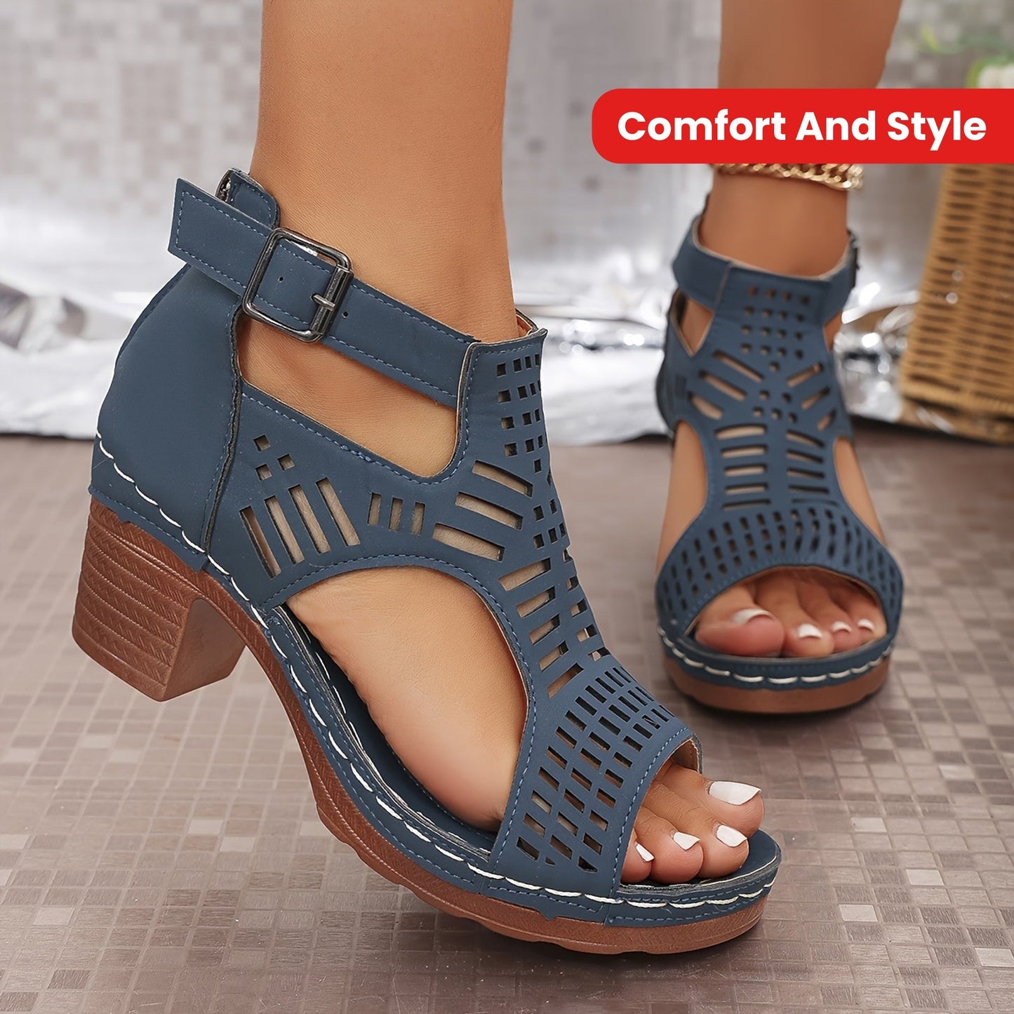 Nova™ Cutout Block Heel Sandals 