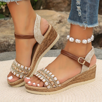 Amara™ Boho Woven Wedge Sandals 