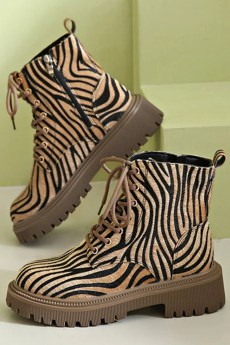 Blair | Zebra Print Lace Up Boots