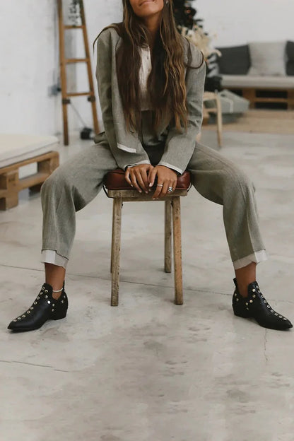 Pointed Studded Ankle Boot