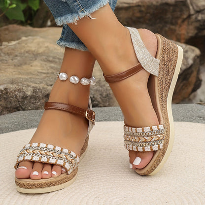 Amara™ Boho Woven Wedge Sandals 