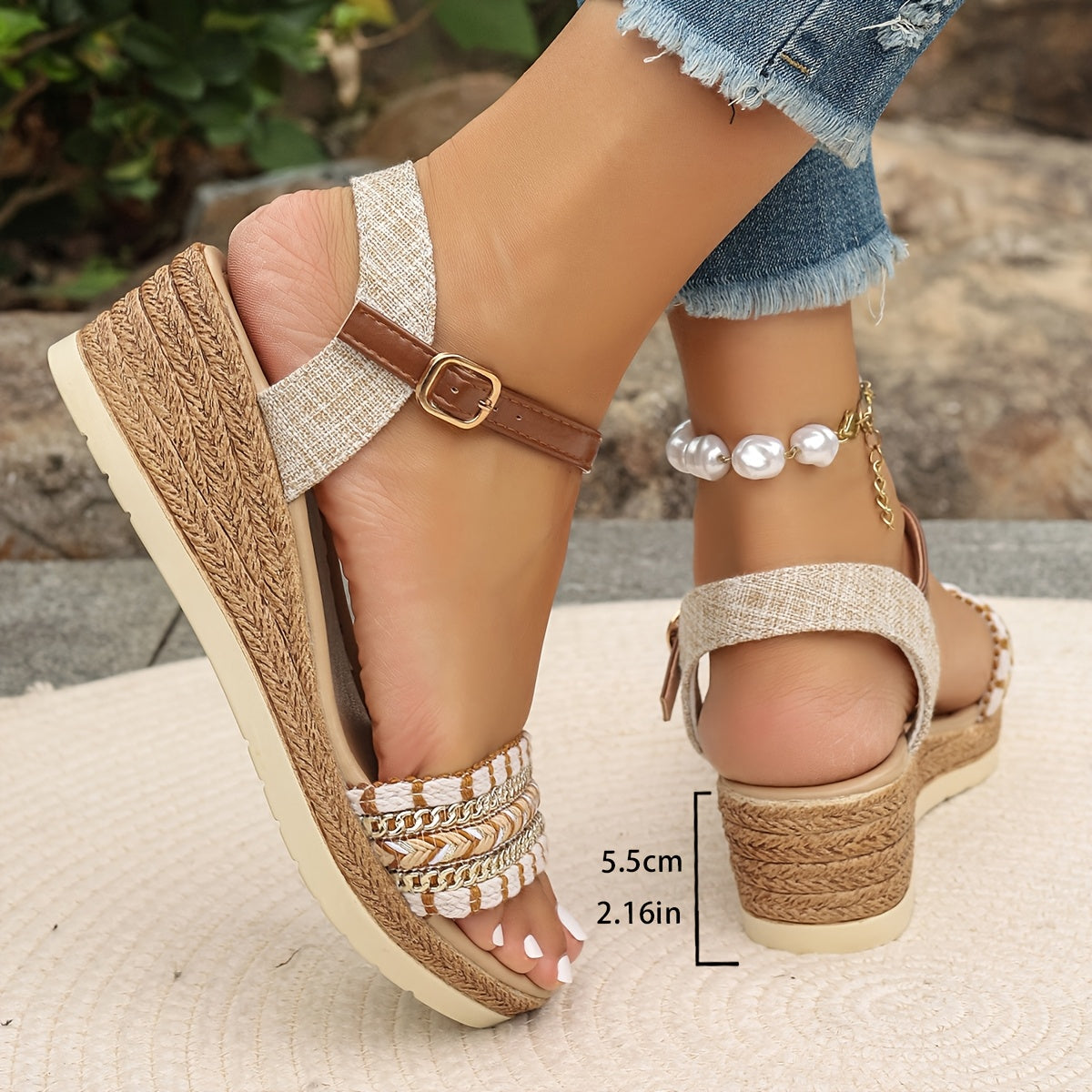 Amara™ Boho Woven Wedge Sandals 