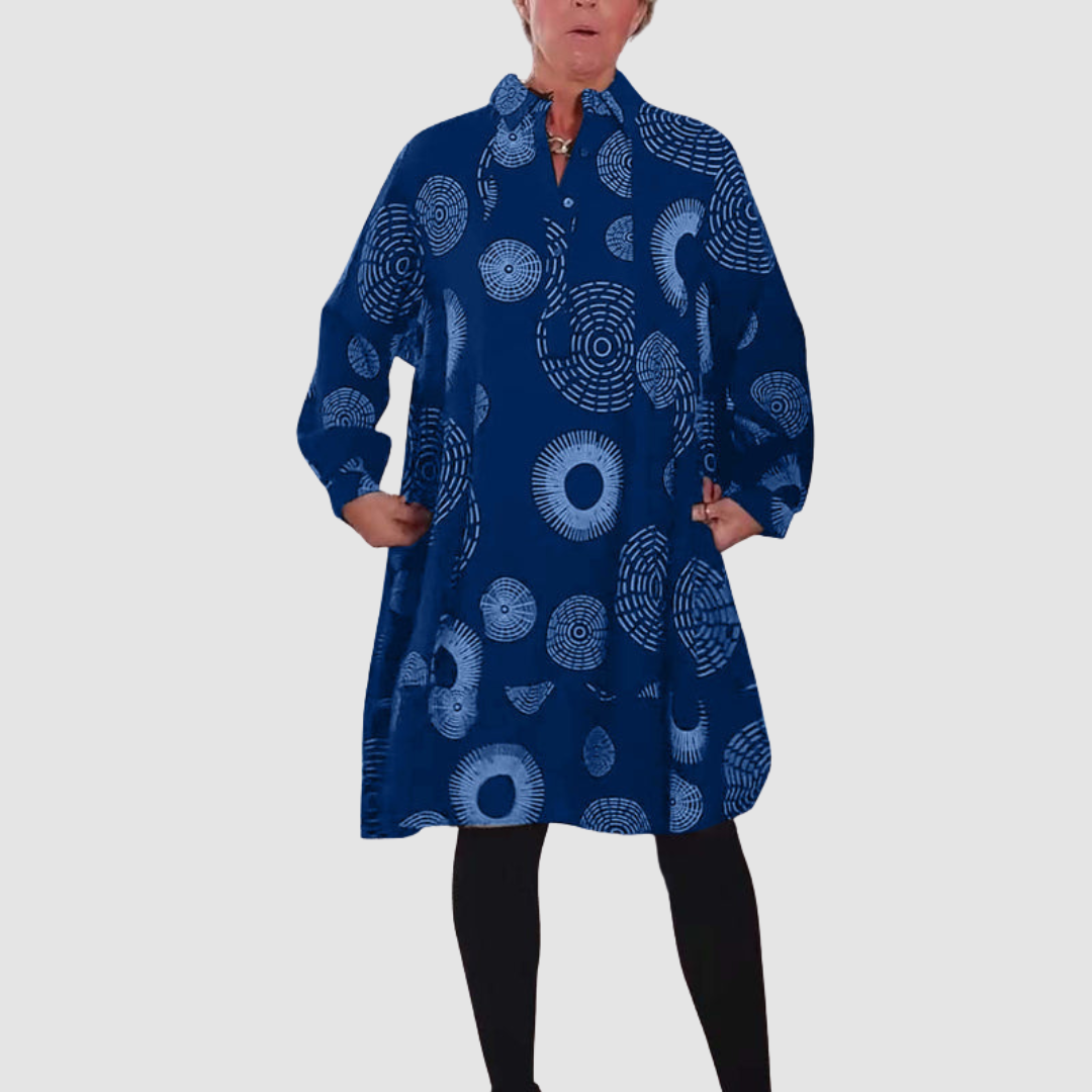 Haydie™ Casual Lapel Dress with Geometric Print 