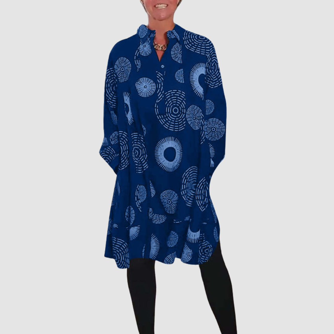 Haydie™ Casual Lapel Dress with Geometric Print 