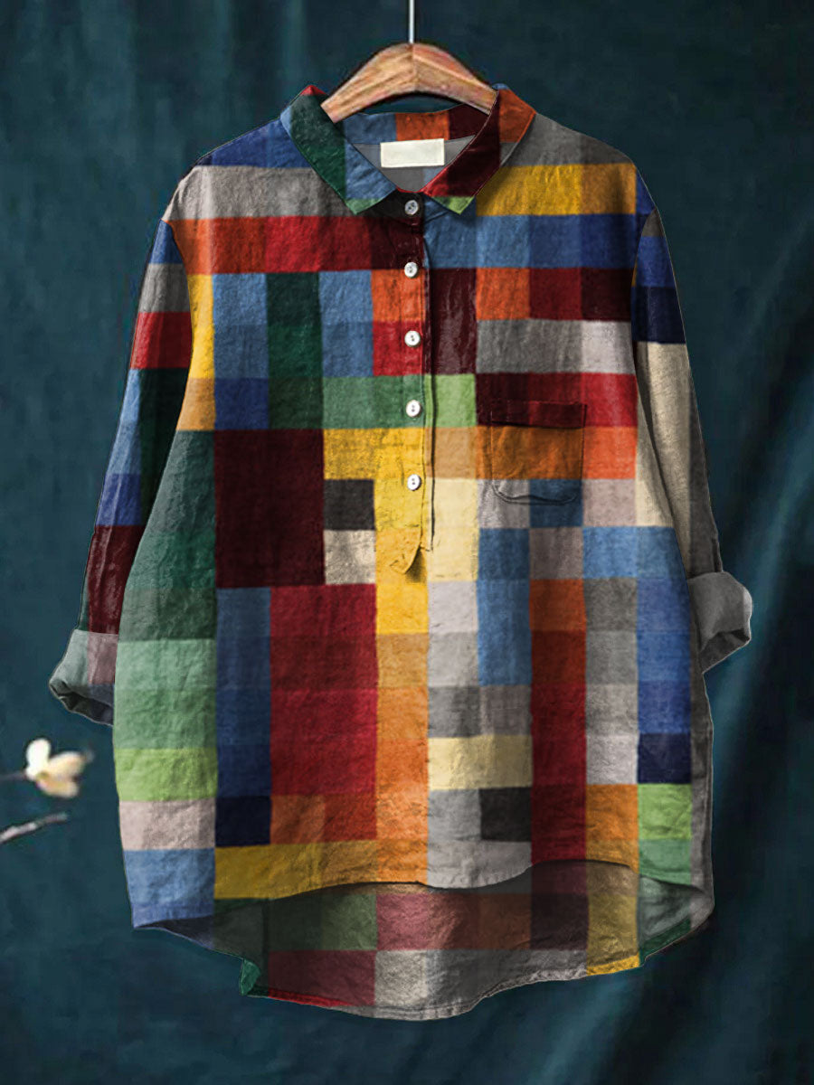 Iris | Color Block Print Shirt