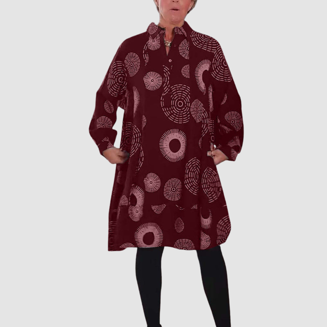 Haydie™ Casual Lapel Dress with Geometric Print 