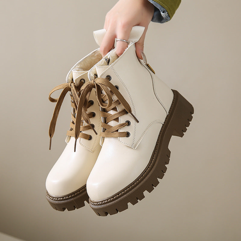 Fleece Lined Combat Boots 