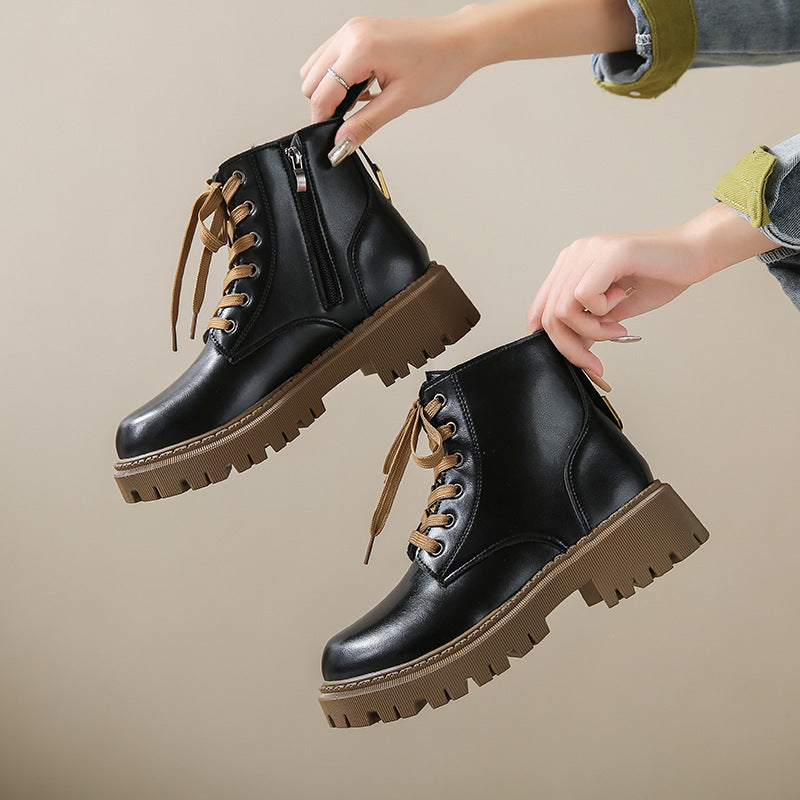 Fleece Lined Combat Boots 
