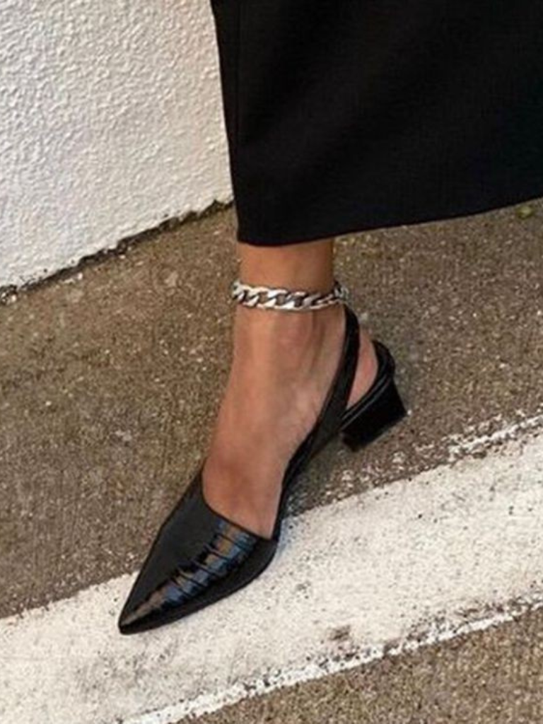 MAE CROC EFFECT SLINGBACK HEELS