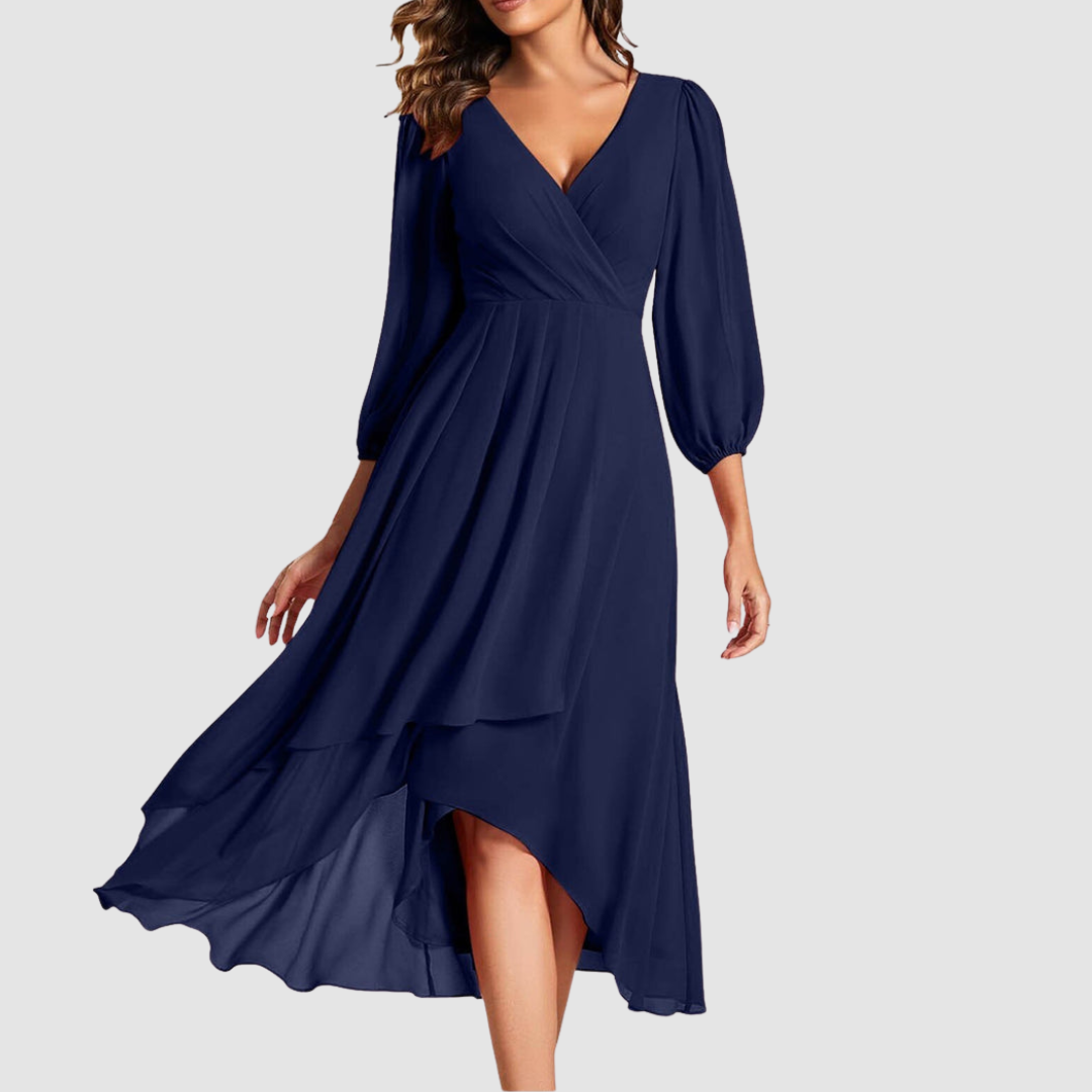 Mia™ Elegant V-neck Long Dress 