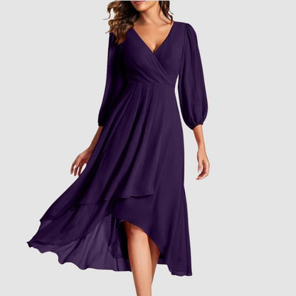 Mia™ Elegant V-neck Long Dress 
