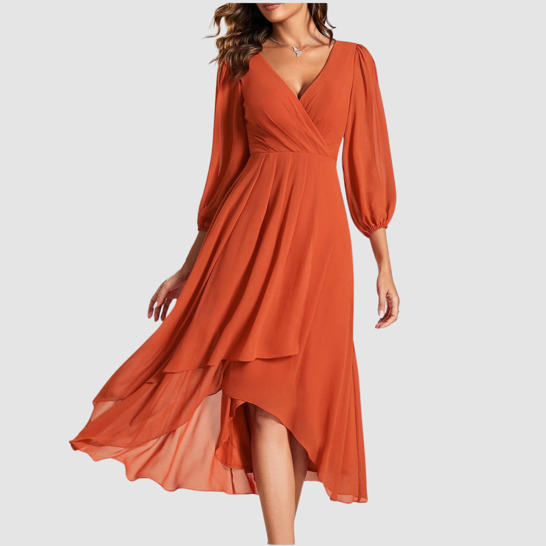 Mia™ Elegant V-neck Long Dress 