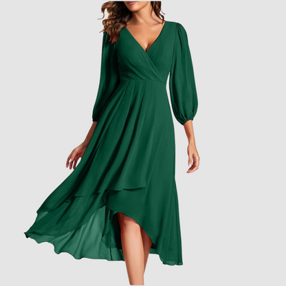 Mia™ Elegant V-neck Long Dress 