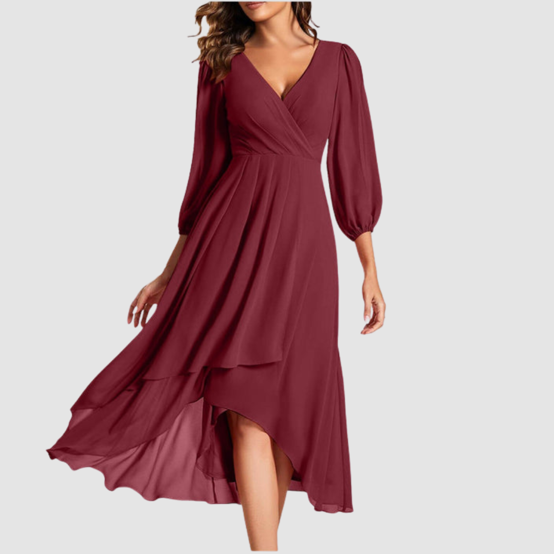 Mia™ Elegant V-neck Long Dress 
