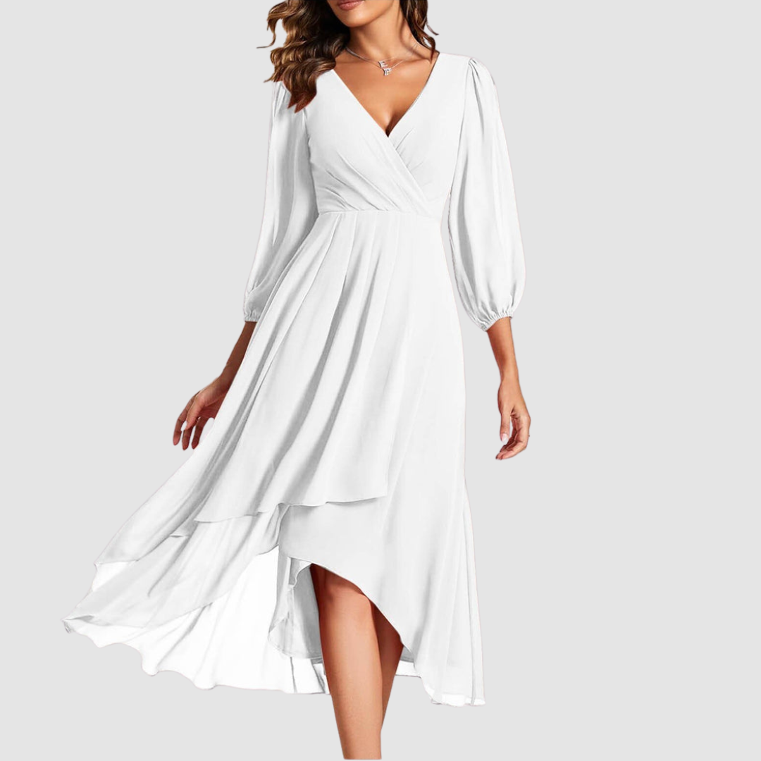 Mia™ Elegant V-neck Long Dress 
