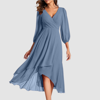 Mia™ Elegant V-neck Long Dress 