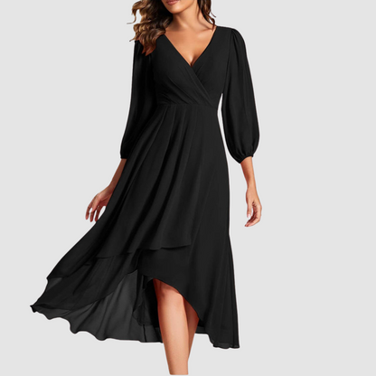 Mia™ Elegant V-neck Long Dress 