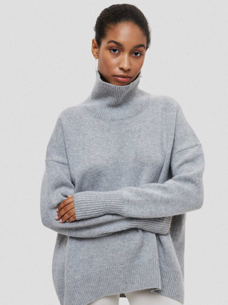 ELENA HIGH COLLAR KNIT SWEATER