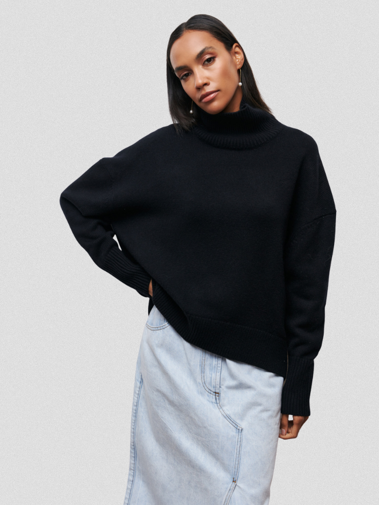ELENA HIGH COLLAR KNIT SWEATER