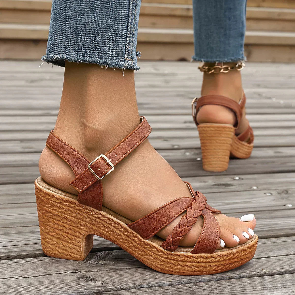 MELODY | Braided Strap Platform Sandals