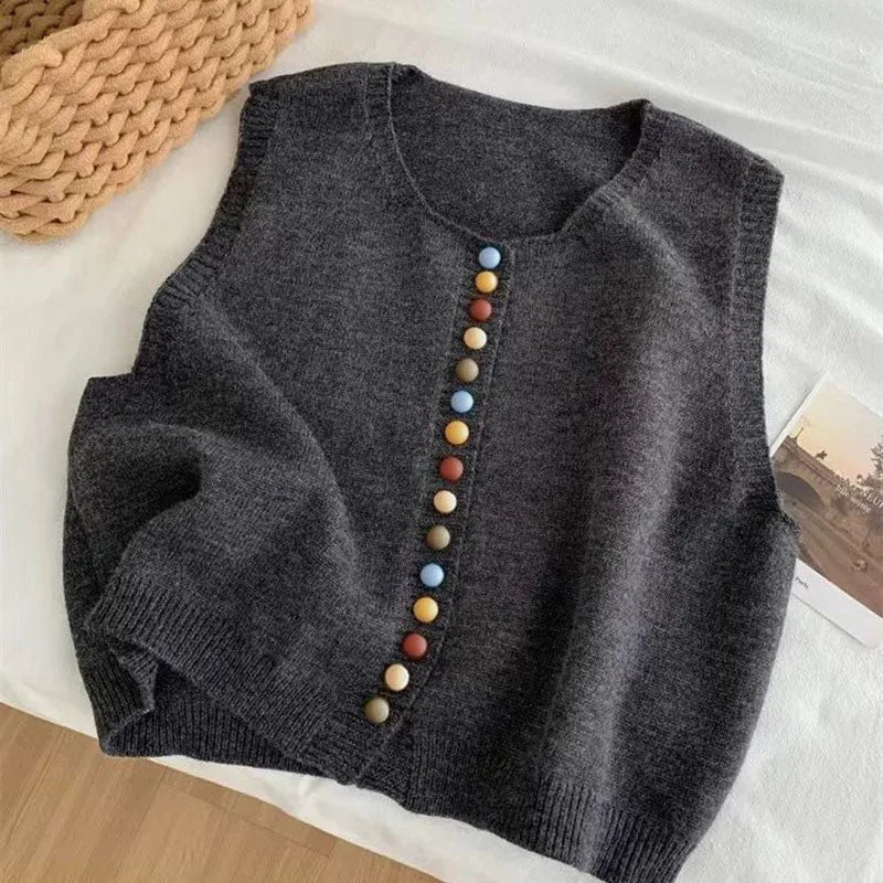 Maribel™ - Color-Button Knit Cardigan 