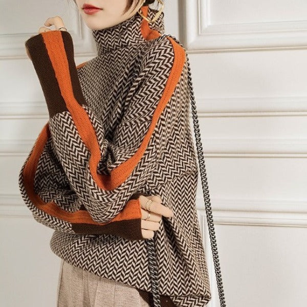Eleanor | Herringbone Luxury Turtleneck