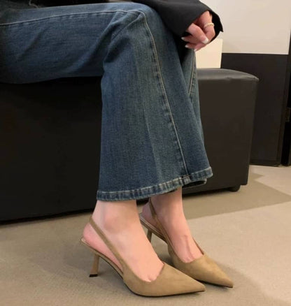 Marlena™ | Nude Slingback Heels with Slim Heel