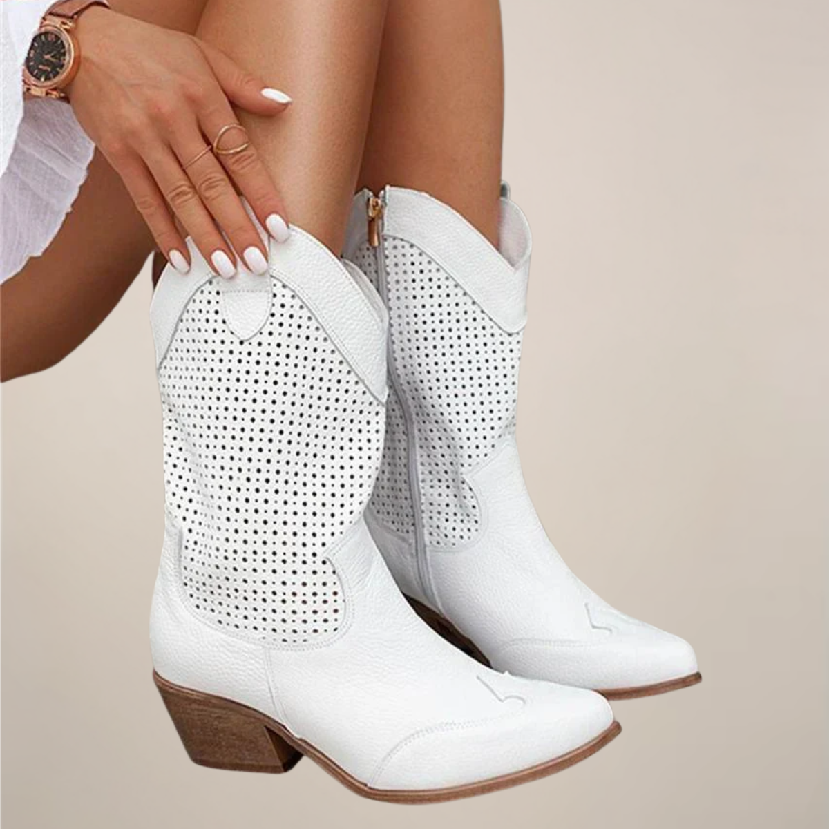 Women's Perforated Western Mid-Calf Boots