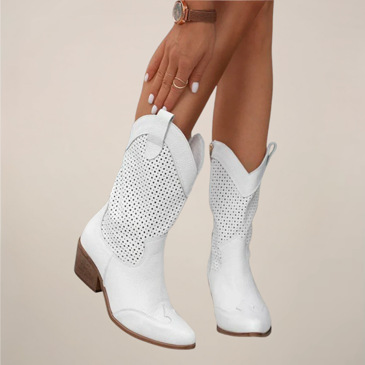 Women's Perforated Western Mid-Calf Boots