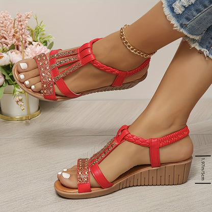 Elara™ Crystal Braided Sandals 