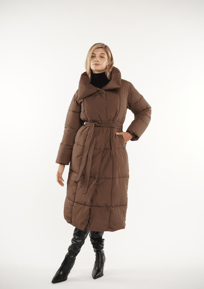 BLAIRE | EXTRA LONG LENGTH BULETED BUTTON PUFFER JACKET 