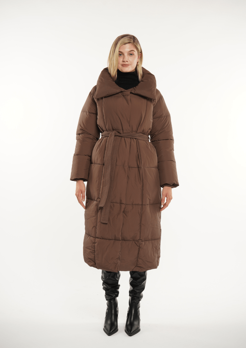 BLAIRE | EXTRA LONG LENGTH BULETED BUTTON PUFFER JACKET 