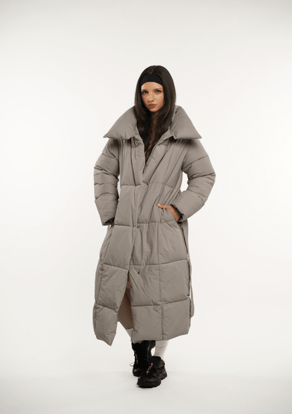 BLAIRE | EXTRA LONG LENGTH BULETED BUTTON PUFFER JACKET 