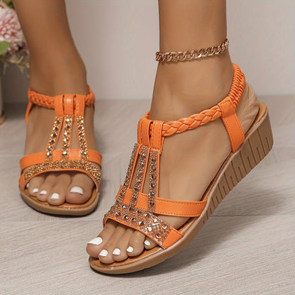 Elara™ Crystal Braided Sandals 