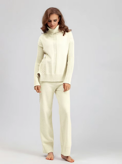 Scarlett | Chic High-Neck Knit Sweater &amp; Loose Pants Set