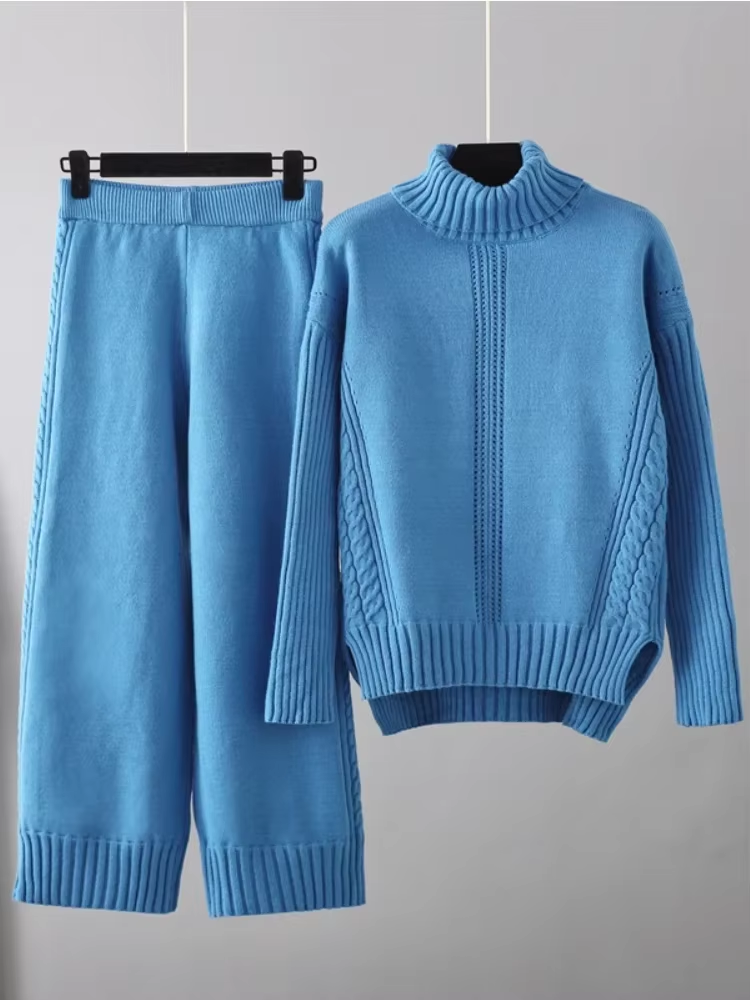 Scarlett | Chic High-Neck Knit Sweater &amp; Loose Pants Set