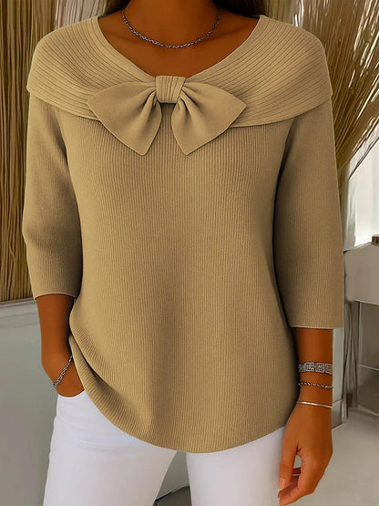 Serena – Women's Sweater with Bow and Round Neckline
