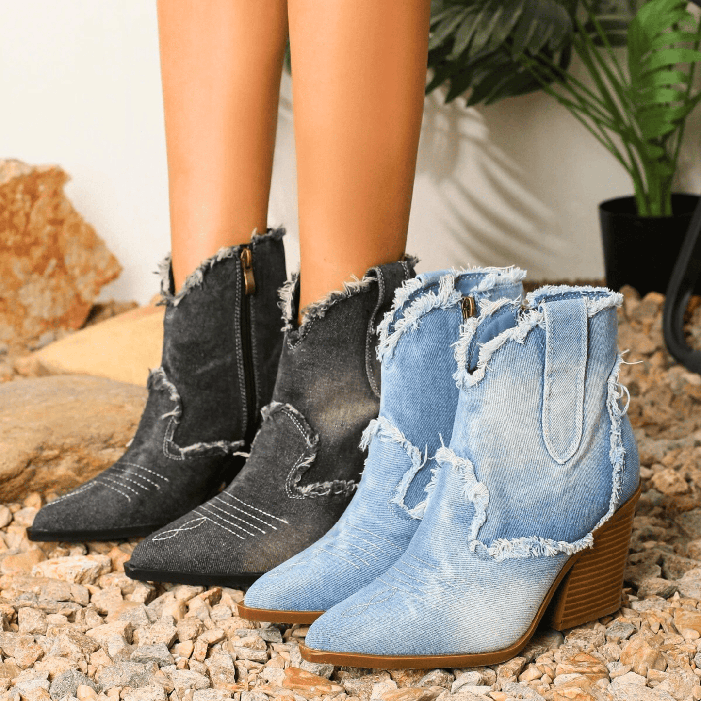 Aurela Denim Ankle Boots