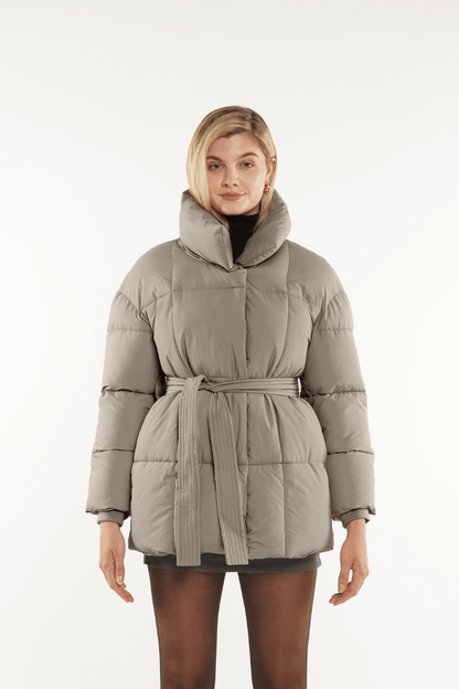 NOVA | MID LENGTH BELTED PUFFER JACKET 
