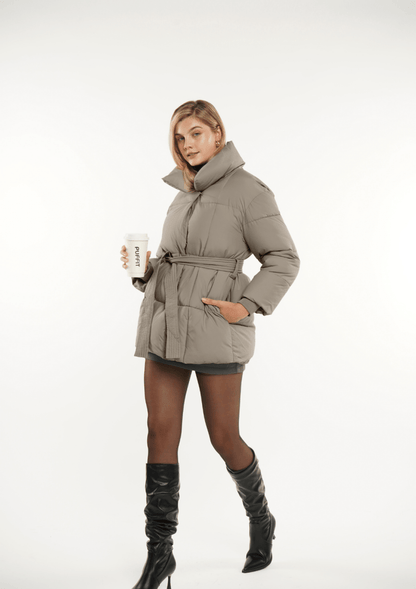 NOVA | MID LENGTH BELTED PUFFER JACKET 
