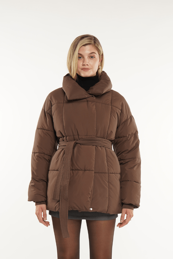 NOVA | MID LENGTH BELTED PUFFER JACKET 