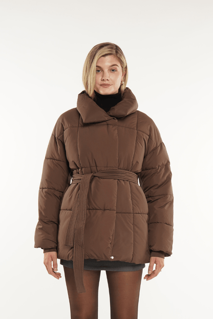 NOVA | MID LENGTH BELTED PUFFER JACKET 