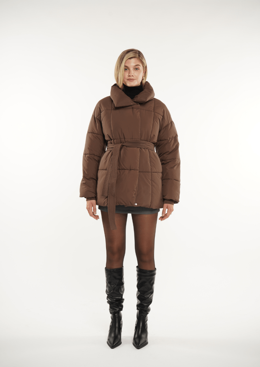 NOVA | MID LENGTH BELTED PUFFER JACKET 