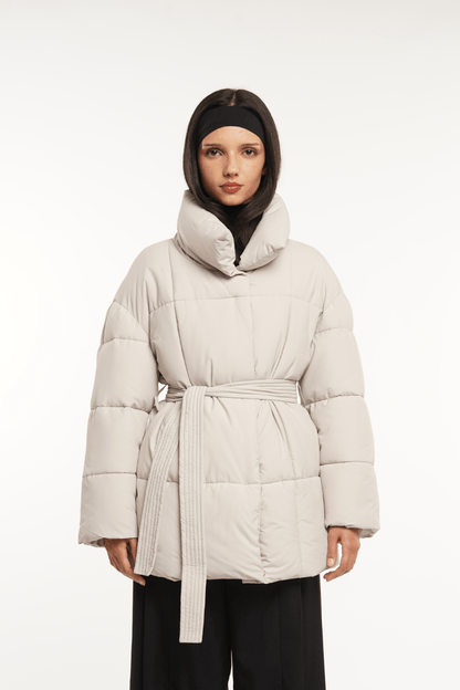 NOVA | MID LENGTH BELTED PUFFER JACKET 